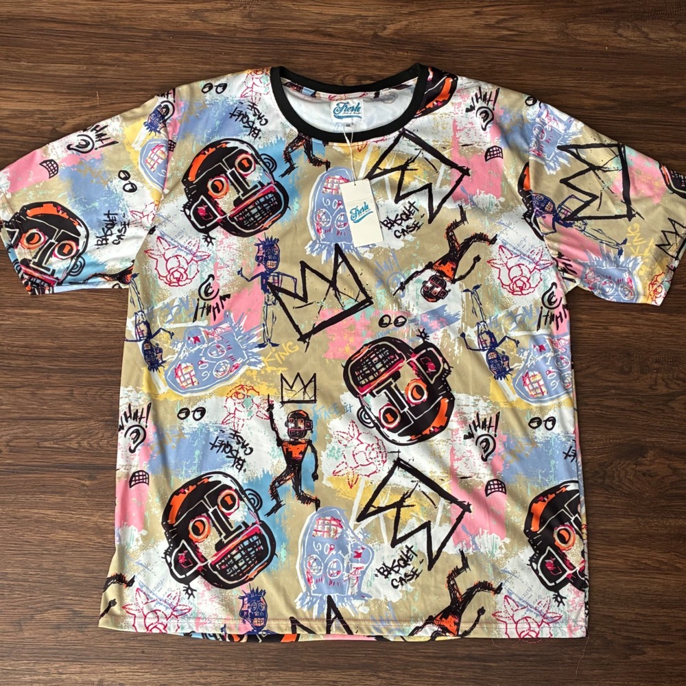 Fresh Prince of Bel Air Basquiat All Over Print Graphic T Shirt Hip Hop